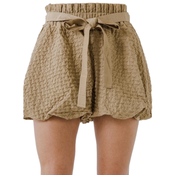 Women’s Endless Rose Brand Gold Striped Bubble Puff Leg Shorts Size L Large - Picture 7 of 10